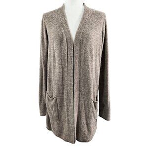Barefoot Dreams Cozychic Lite Cocoa Open Front Long Cardigan Lounge NOWCL1327